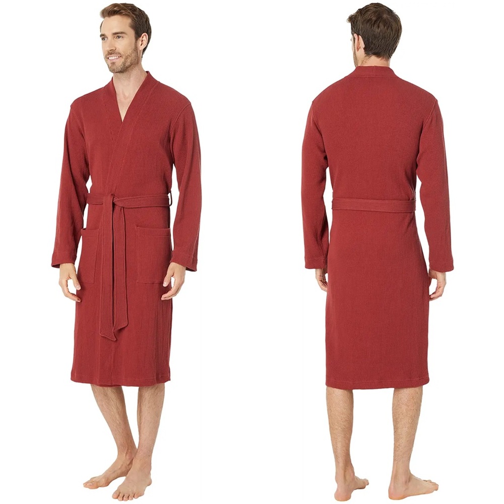 L.L. Bean Unlined Comfort Waffle Robe in Cabin Red Size Large - Regular